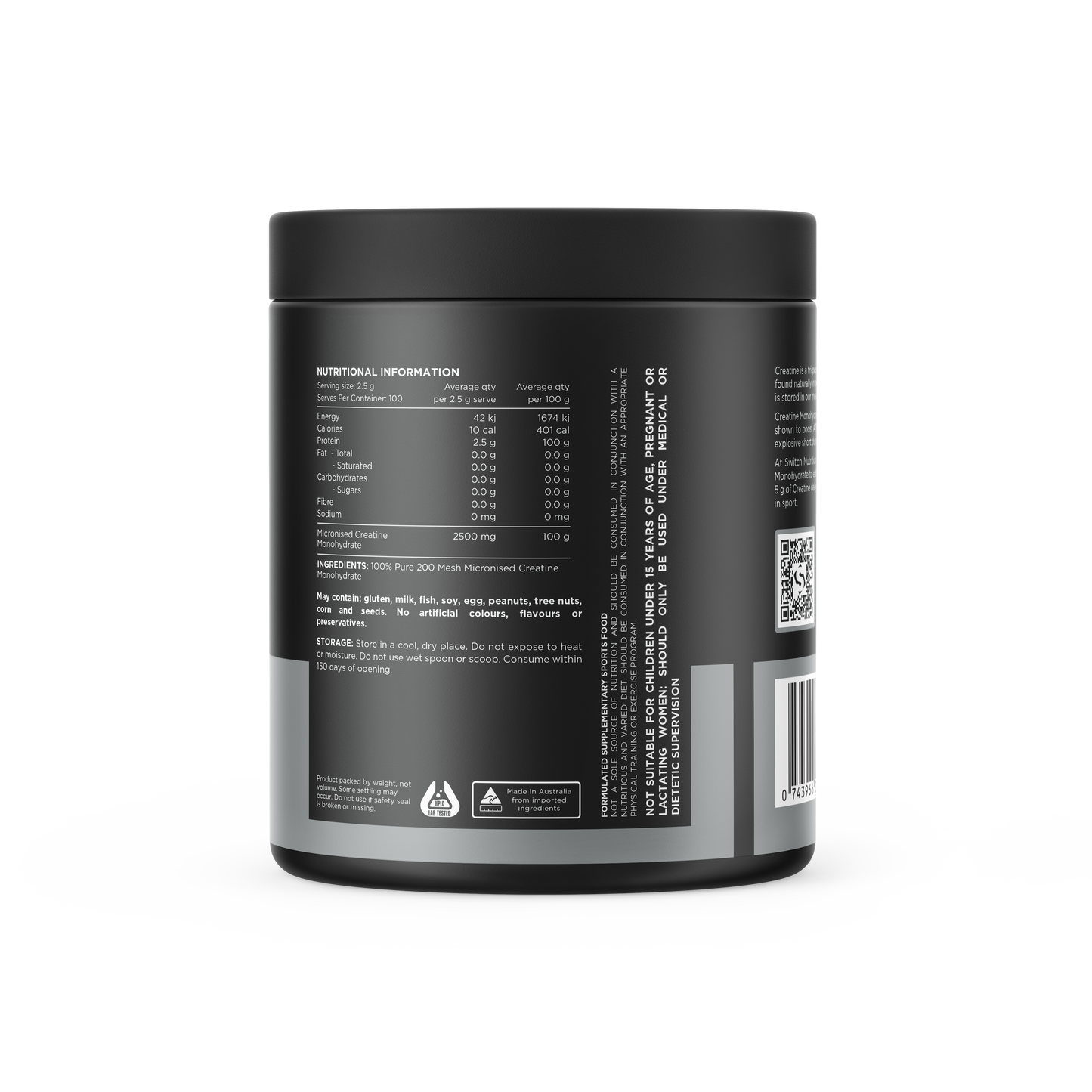 Switch Nutrition Creatine Monohydrate Back
